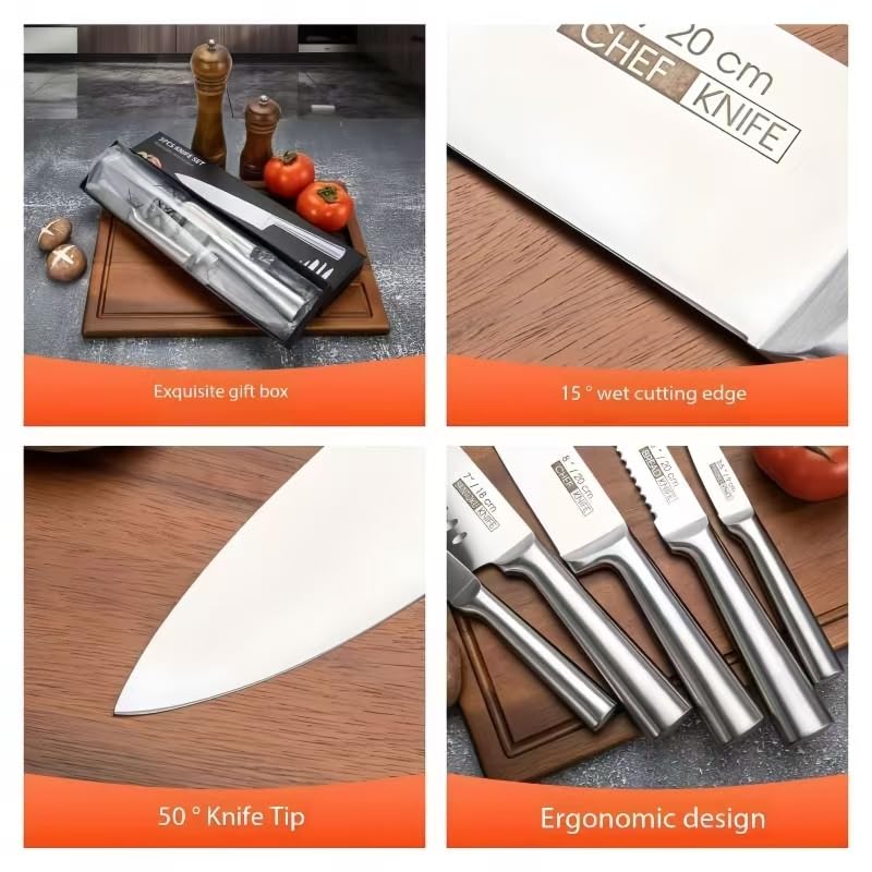 Vvinjinwujin 5 pieces ultra-sharp kitchen knife set - stainless steel knife set, chef's knife set, precise cutting, ergonomically designed, essential for the kitchen, very suitable for home cooking