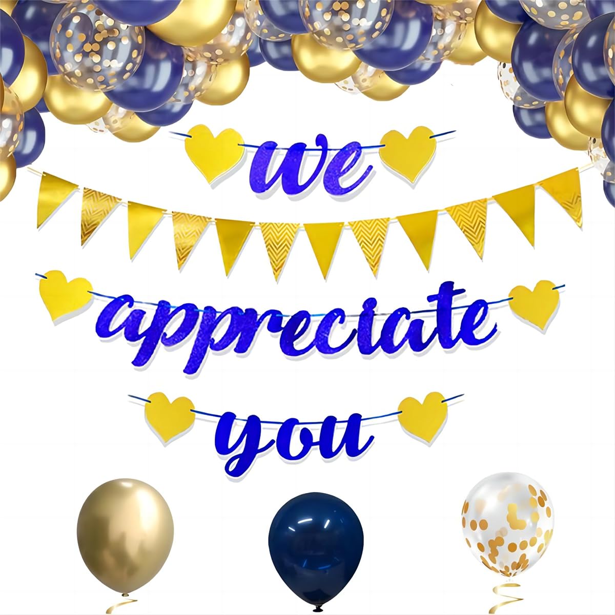 ADULLPONY We Appreciate You Banner Decorations Glittery Thank You Banner Set -Employee, Teacher, Nurse, Doctor, Pastor Appreciation Decorations - Office Party Decorations for Staff Appreciation Week