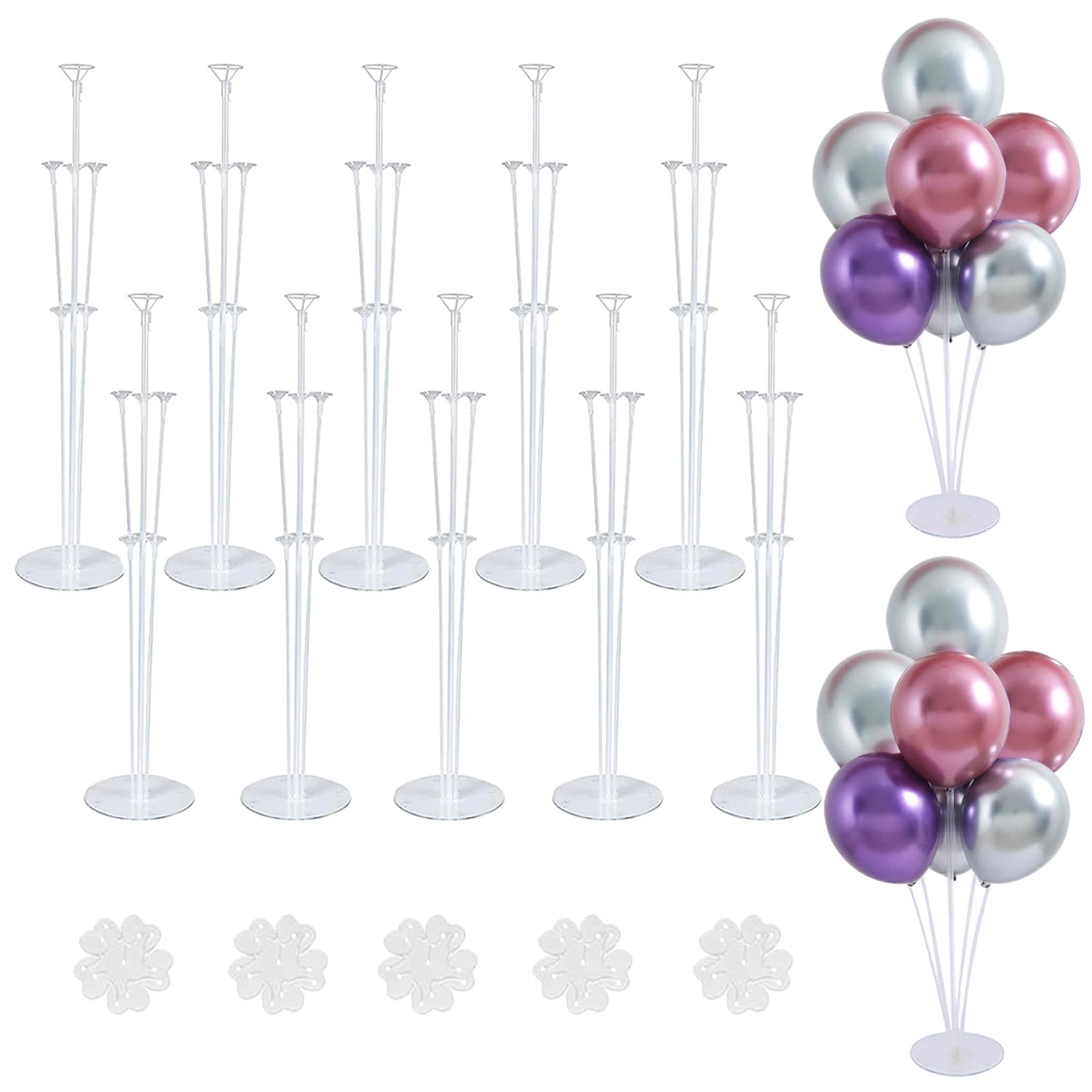 LOBUBT 10 Sets Balloon Stand Kits, Balloon Sticks Holder with Base for Table Graduation Birthday Baby Shower Party Decorations