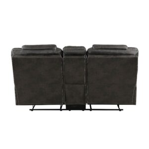 Lexicon Recife Polished Microfiber Double Reclining Loveseat, Chocolate