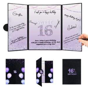 roetyce sweet 16 party decorations, purple sweet 16 guest book, 16th birthday decorations for girls, sweet 16 birthday gifts, jumbo 16th birthday card signature board, 16 years old bday party supplies