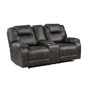 Lexicon Recife Polished Microfiber Double Reclining Loveseat, Chocolate