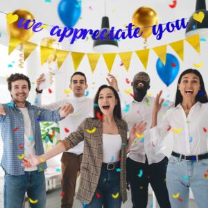 ADULLPONY We Appreciate You Banner Decorations Glittery Thank You Banner Set -Employee, Teacher, Nurse, Doctor, Pastor Appreciation Decorations - Office Party Decorations for Staff Appreciation Week