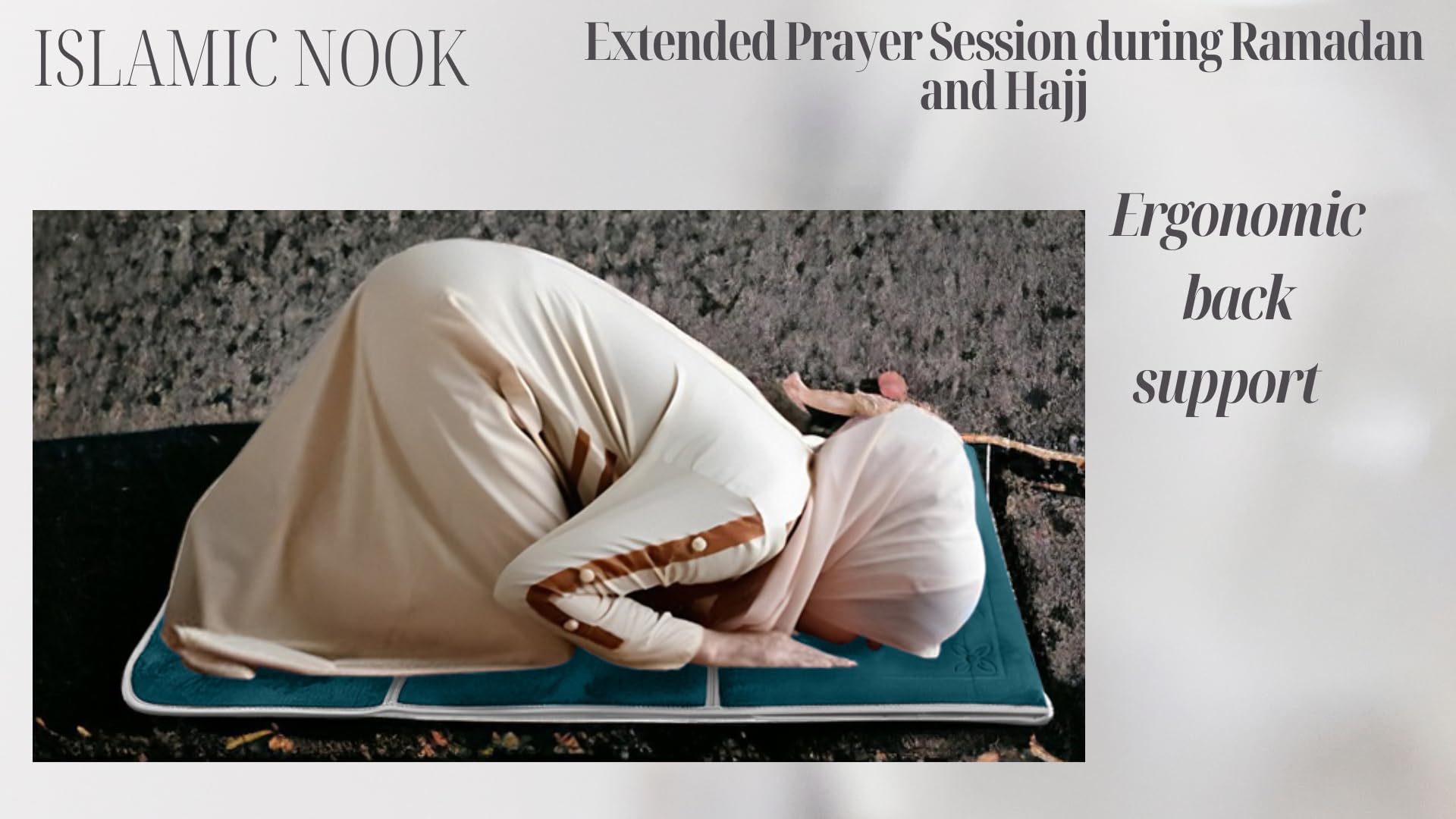 ISLAMIC NOOK - Prayer Mat with Back Support Rest and Carrying Case