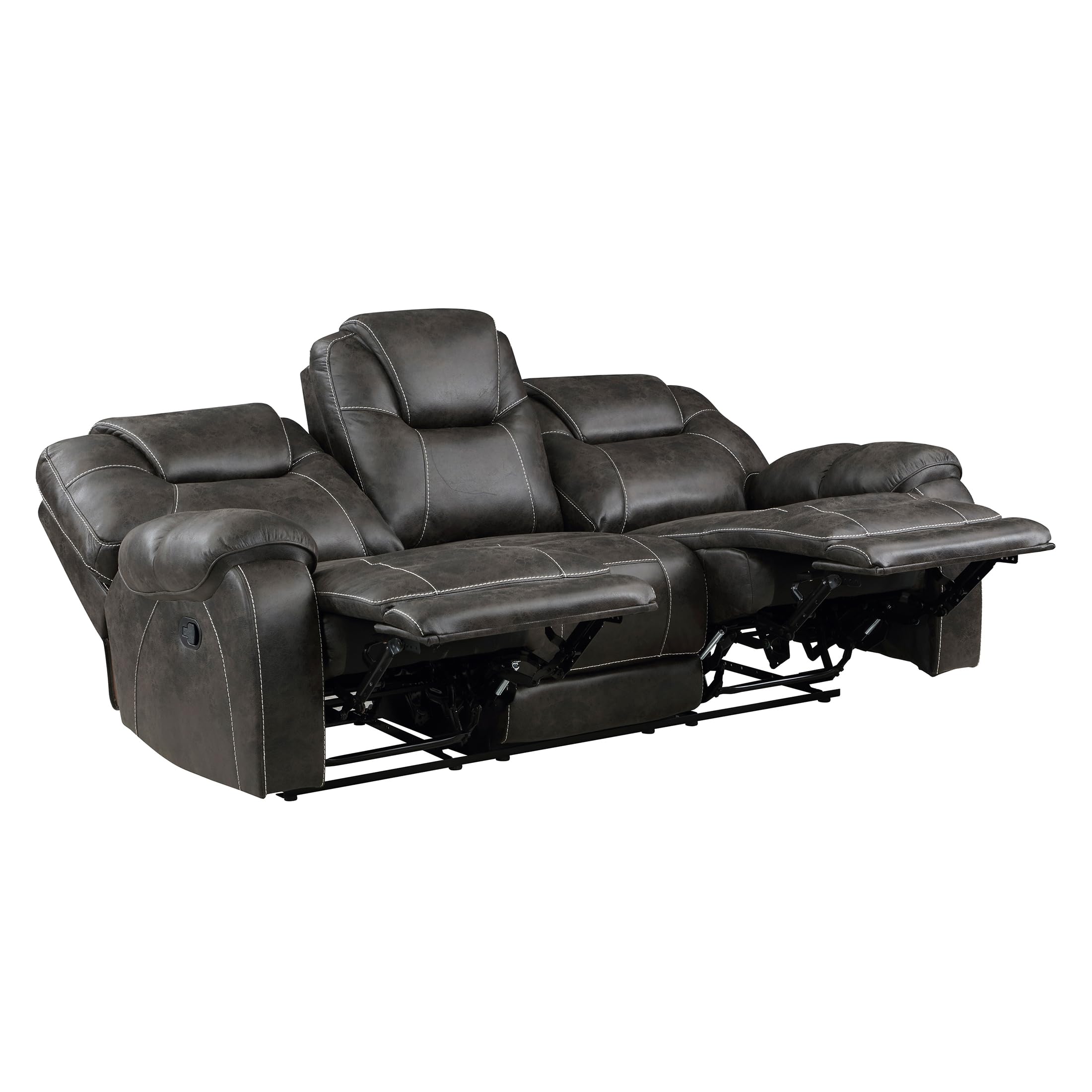 Lexicon Recife Polished Microfiber Double Reclining Sofa, Chocolate