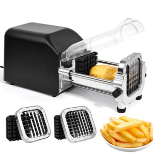 befano electric french fry cutter, upgrade lid control version with 1/2 inch and 3/8 inch blade. 300w commercial grade stainless steel potato cutter for french fries, sweet potato,carrots