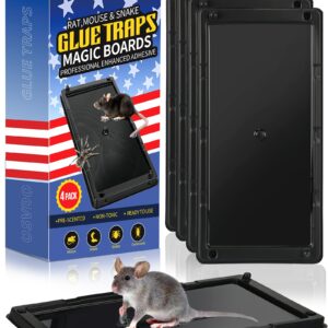 OSVDO Rat Trap, Large Chipmunk Traps, Mouse Glue Traps for Indoor, Super Strong Adhesive Mouse Boards for Mouse Rat Chipmunk, Easy Set Up and Clean - 4 Pack Black Boards