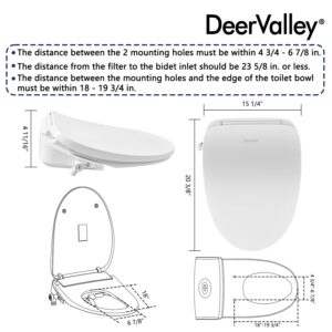 Bidet Seats, DeerValley DV-1S0018A Electronic Bidet Toilet Seat, Smart Toilet Seat with Sensor Seat Heating, Warm Air Dryer, Nightlight, Multiple Wash Methods, Self-Cleaning Nozzle, White