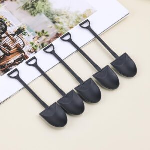 Ruksifg 100Pcs/Pack Disposable Plastic Shovel Spoon Individual Packaging Mini Ice Cream Dessert Spoon for Family or Party(Black)