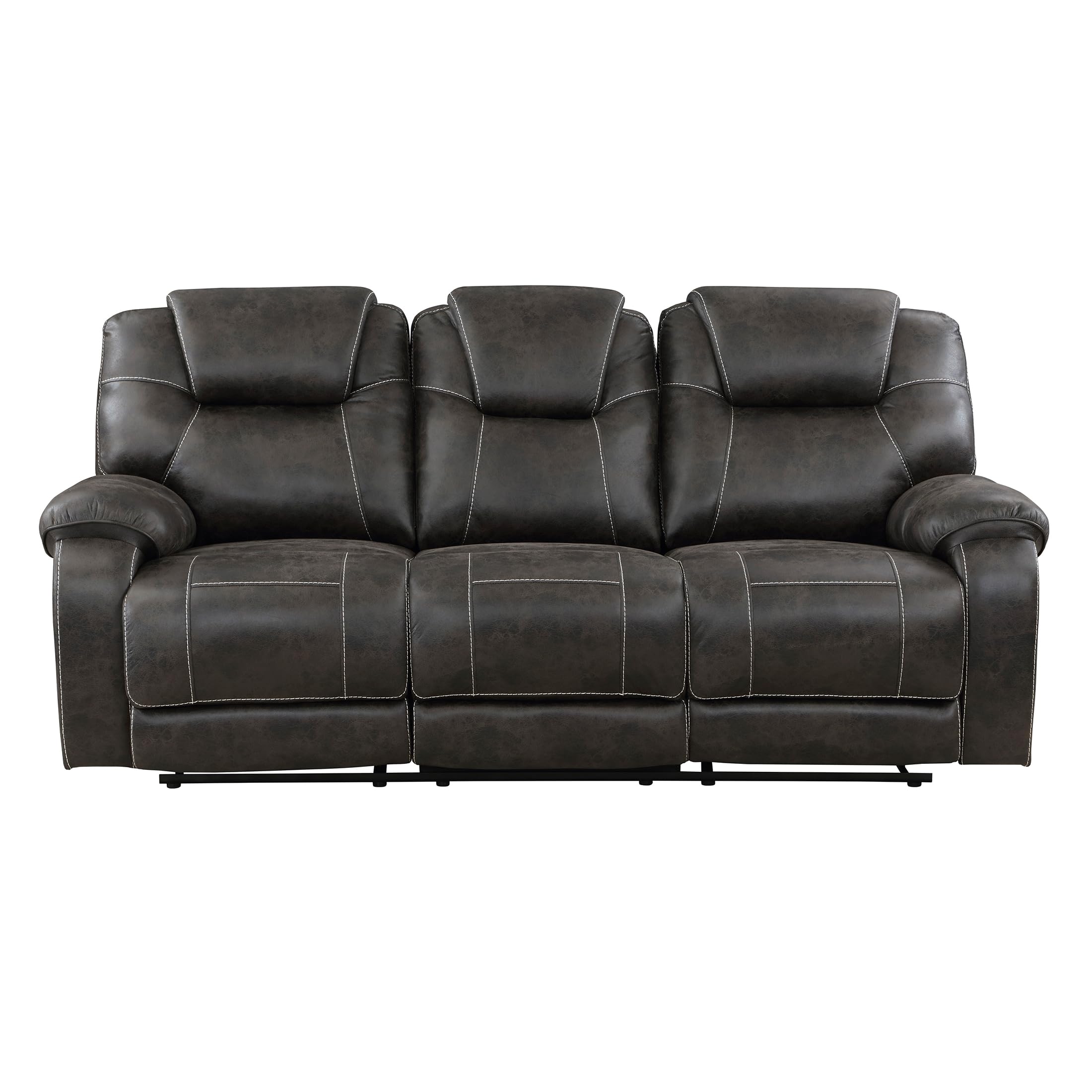 Lexicon Recife Polished Microfiber Double Reclining Sofa, Chocolate