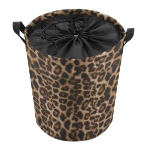 Cheetah Leopard Brown Laundry Basket with Lid Collapsible Drawstring Clothes Hamper Storage with Handle for Bathroom Bedroom College Dorms