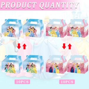 20 PCS Princess Party Favor Boxes, Princess Theme Candy Cookies Party Gift Boxes Princess Cardboard Gable Boxes for Kids Fans Birthday Party Supplies Baby Shower Party Decoration