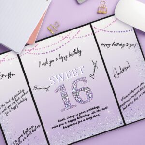 Roetyce Sweet 16 Party Decorations, Purple Sweet 16 Guest Book, 16th Birthday Decorations for Girls, Sweet 16 Birthday Gifts, Jumbo 16th Birthday Card Signature Board, 16 Years Old Bday Party Supplies