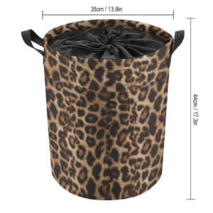 Cheetah Leopard Brown Laundry Basket with Lid Collapsible Drawstring Clothes Hamper Storage with Handle for Bathroom Bedroom College Dorms