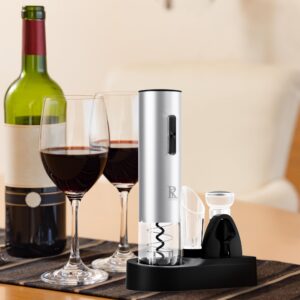 R Conlifeus Electric Wine Opener Rechargeable, One-touch Automatic Wine Bottle Corkscrew Opener (Stainless Steel) Set，Ideal Wine Accessories and Wine Gift Sets