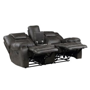 Lexicon Recife Polished Microfiber Double Reclining Loveseat, Chocolate