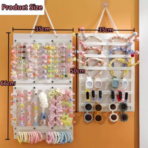 Aiqriwv 2 Pack Hair Bows Holder,Hair Clips Storage Hanger Large Capacity,Hair Bows Organizer Wall Hanging for Girl Room,Hair Accessories Organizer（White）