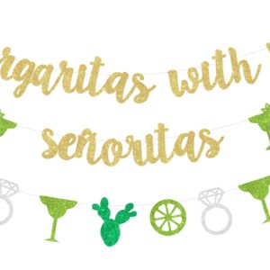 Sursurprise Margarita Bachelorette Party Decorations Margaritas with My Senoritas Banner Sign Mexican Fiesta Cactus Bridal Shower Supplies