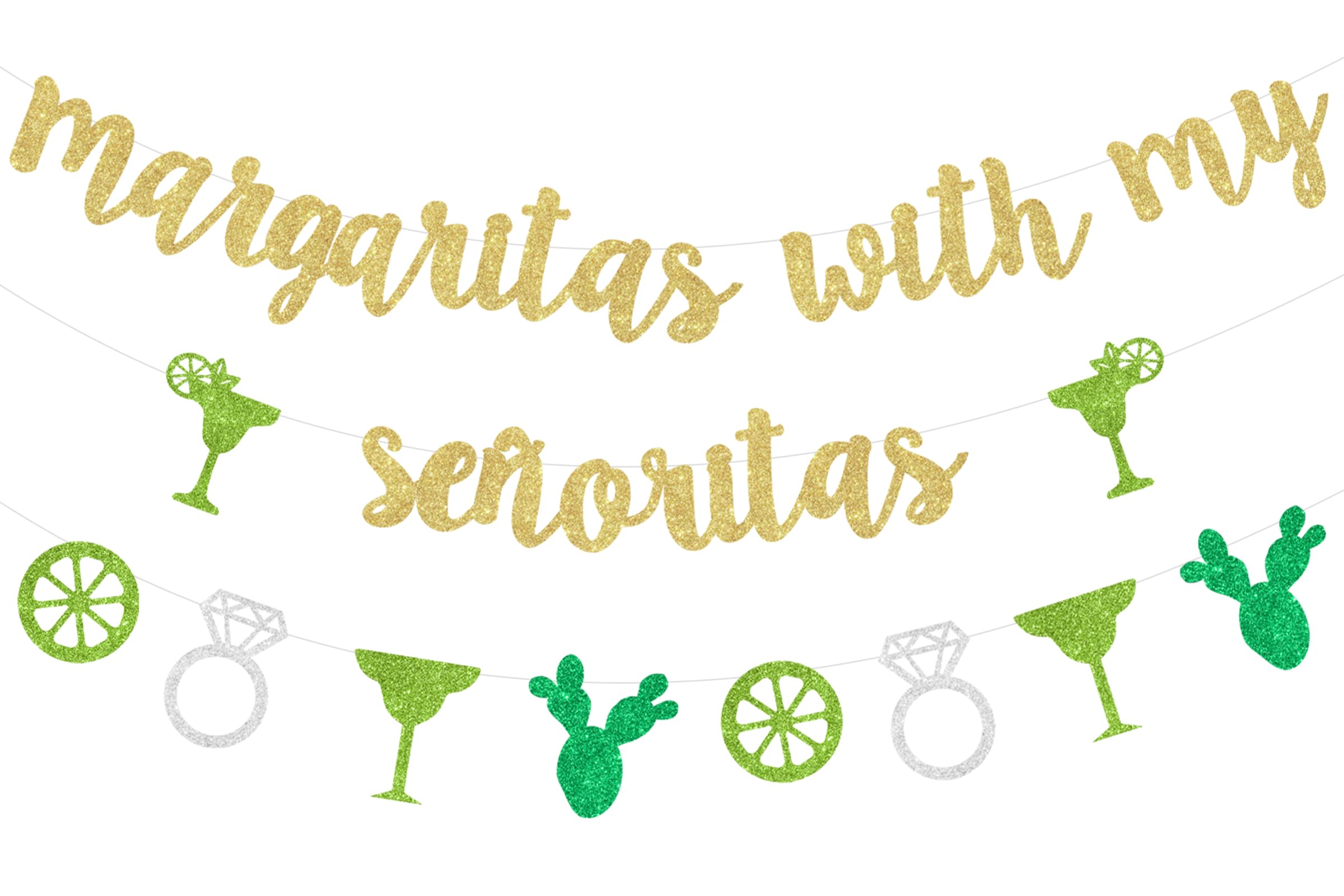 Sursurprise Margarita Bachelorette Party Decorations Margaritas with My Senoritas Banner Sign Mexican Fiesta Cactus Bridal Shower Supplies