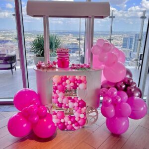 Pink Balloons Metallic Pink Balloon, 50Pcs 12Inch Hot Pink Chrome Pink Latex Balloons Baby Pink Balloons and Dark Magenta Pink Balloons for Birthday Baby Shower Princess Party Decorations