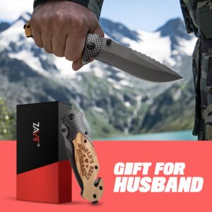 ZAVIT Husband Christmas Gift, WORLD'S BEST HUSBAND Pocket Knife, Gifts for Husband from Wife, Husband Birthday Gift Ideas,Best Husband Gifts