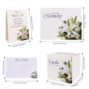 Customoffi Guest Book Set, Funeral Guest Book, Includes: Guestbook with 100 Pages, 60 Memory Cards, Ball Pen+Pen Stand, Table Sign, Card Box, Celebration of Life Guest Book, Memorial Guest Book