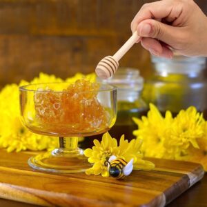 4 Inch Honey Dipper Sticks - 100PCS Wooden Honey Dipper, Mini Honeycomb Stick, Honey Stirrer Stick for Honey Jar Dispense Drizzle Honey and Wedding Party Gift