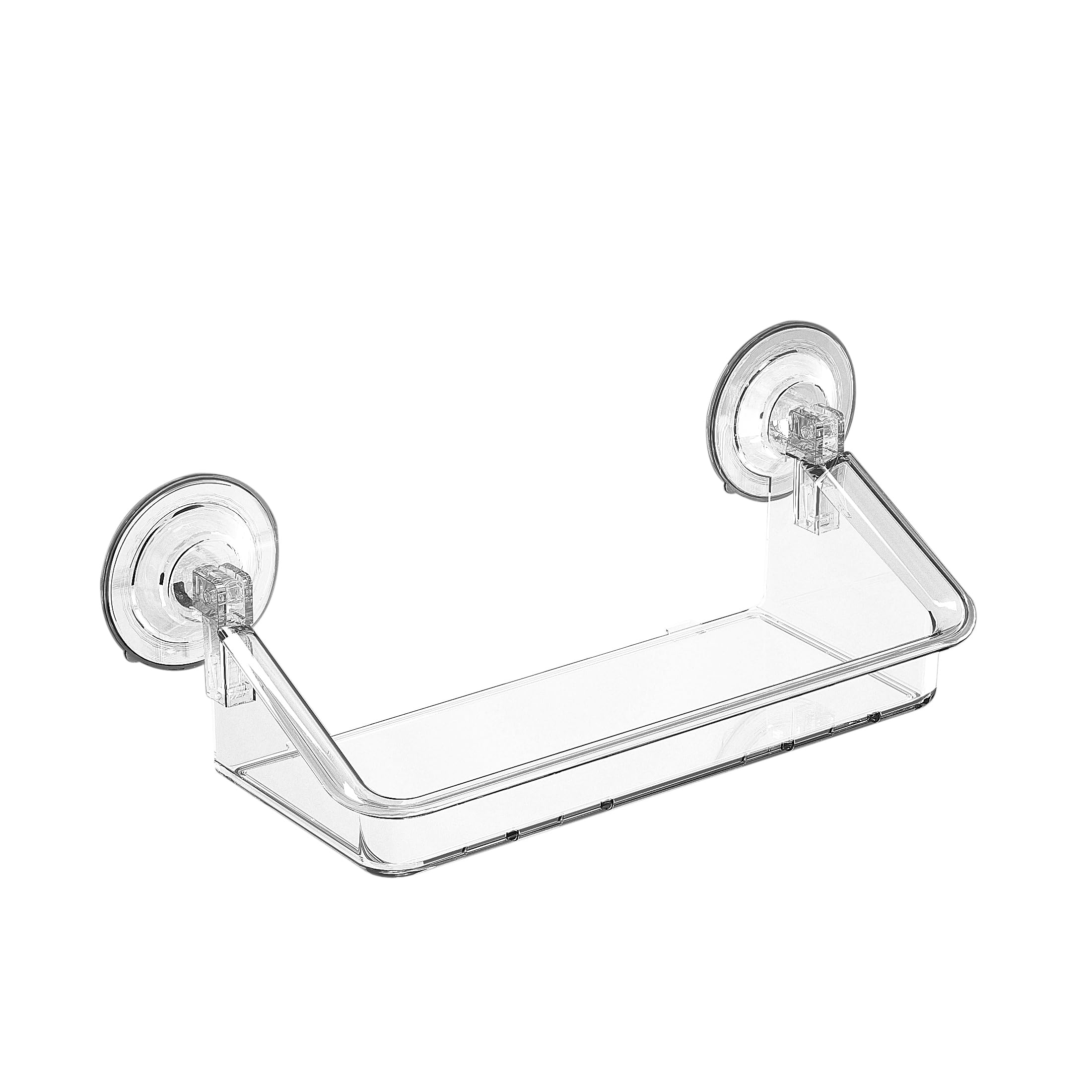 LYZOLICS Shower Caddy Reusable Suction Cup Shelf Clear Bathroom Shower Organizer Drill-Free Strong Suction Shower Shelves Storage Basket for Bathroom (Clear Basket) (4.33inch)