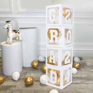 2024 Graduation Decorations Balloon Boxes - Graduation Party Decorations Class of 2024, 4pcs Balloons Box with GRAD, 2024,Perfect for High School College Kindergarten Graduation Celebration Party