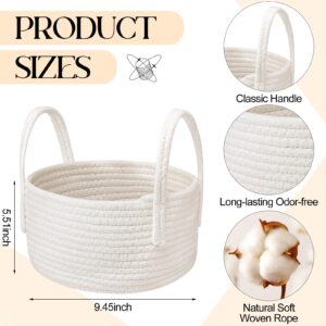 FillTouch 3 Pack Small Cotton Rope Storage Basket Baby Woven Nursery Baskets with Handles Cute Soft Laundry Baskets Organizer for Gifts Empty Room Shelf Storage Basket All 9.5 x 9.5 x 5.5, White