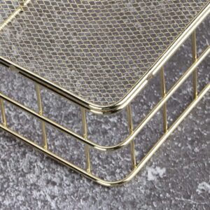 Wire Mesh Basket, Golden Iron Storage Basket Multifunctional Wire Mesh Desktop Storage Organizer for Home (Large Size)