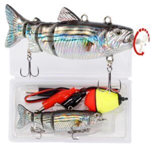 robotic swimming fishing bait electric lures 3.5" usb rechargeable led light wobbler 4-segement multi jointed swimbait hard lures fishing tackle