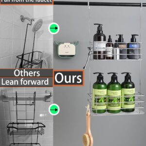 Seltomer Hanging Shower Caddy Bathroom Inside Shower Rack Shampoo Holder Rotatable Hook Bar, 304 Stainless Steel Rustproof(Double-Layer)