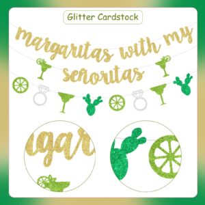 Sursurprise Margarita Bachelorette Party Decorations Margaritas with My Senoritas Banner Sign Mexican Fiesta Cactus Bridal Shower Supplies