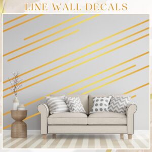 Hoolerry 24 Pcs 70.8 x 1.2 Inch Metallic Line Wall Decals Peel and Stick Adhesive Tile Stickers Washi Tape Wall Tape Mirror Tape Graphic Tape for Home Wall Crafts Decoration (Gold)