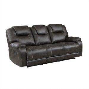 Lexicon Recife Polished Microfiber Double Reclining Sofa, Chocolate