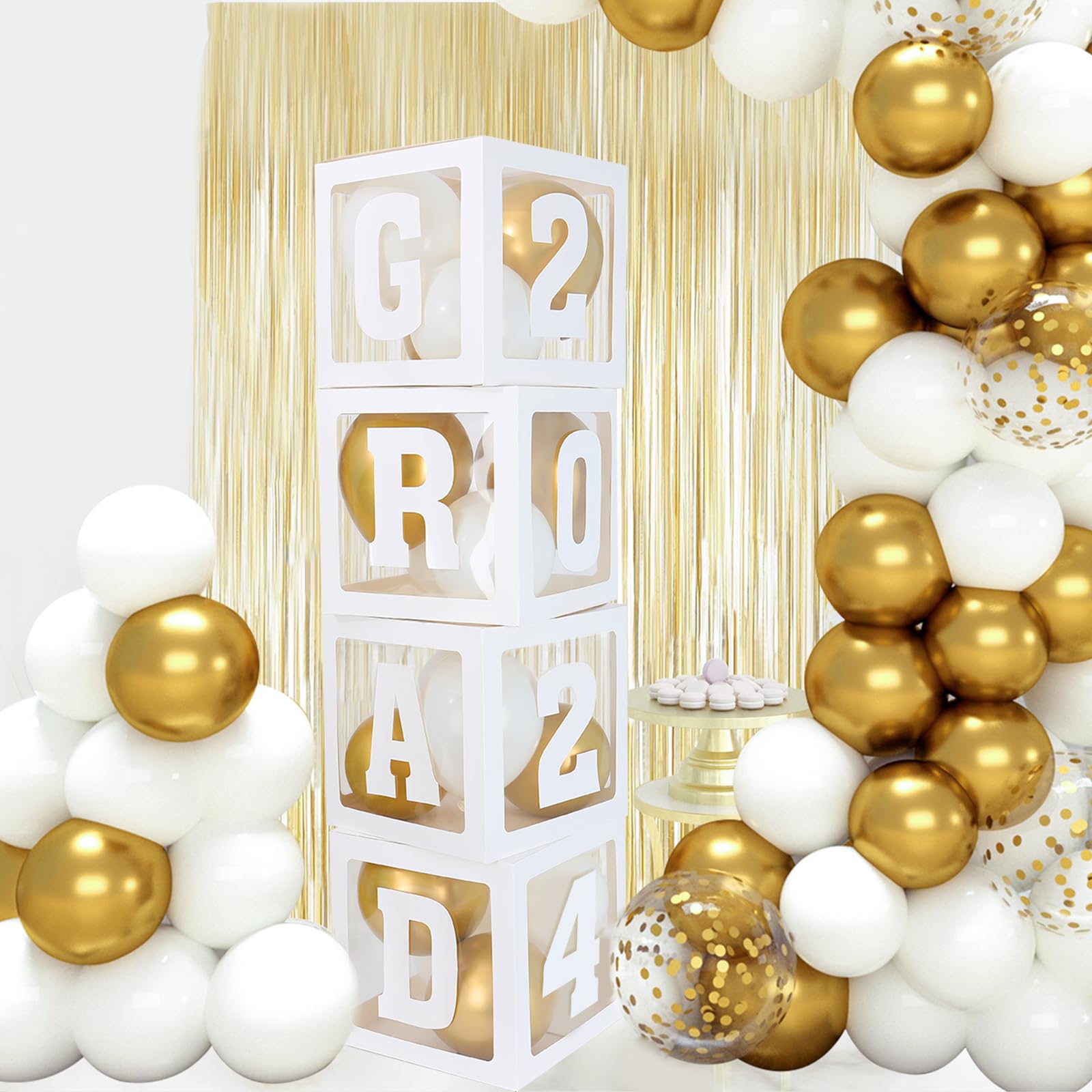 2024 Graduation Decorations Balloon Boxes - Graduation Party Decorations Class of 2024, 4pcs Balloons Box with GRAD, 2024,Perfect for High School College Kindergarten Graduation Celebration Party