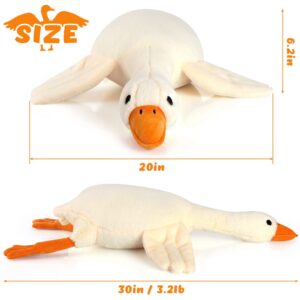 Qpewep 30" Goose Stuffed Animal Weighted Plush Toy 3.2Ibs White Swan Throw Soft Plush Sleeping Pillow Stuffed Animal Toys for Kids Gifts