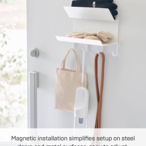 Yamazaki Home Tower Magnetic 2-Tier Entryway Organizer - Storage for Gloves and Hats with Hooks for Keys and Bags - Steel