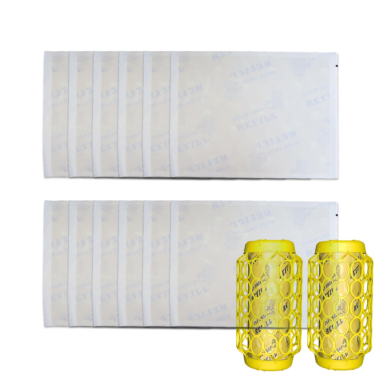 12 PCS Flying Insects Trap Refill Sticky, Yellow Jacket Wasps Trap Refills Flies Paper Boards Replacement Pads