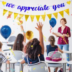 ADULLPONY We Appreciate You Banner Decorations Glittery Thank You Banner Set -Employee, Teacher, Nurse, Doctor, Pastor Appreciation Decorations - Office Party Decorations for Staff Appreciation Week