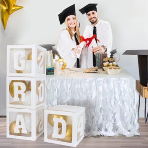 2024 Graduation Decorations Balloon Boxes - Graduation Party Decorations Class of 2024, 4pcs Balloons Box with GRAD, 2024,Perfect for High School College Kindergarten Graduation Celebration Party