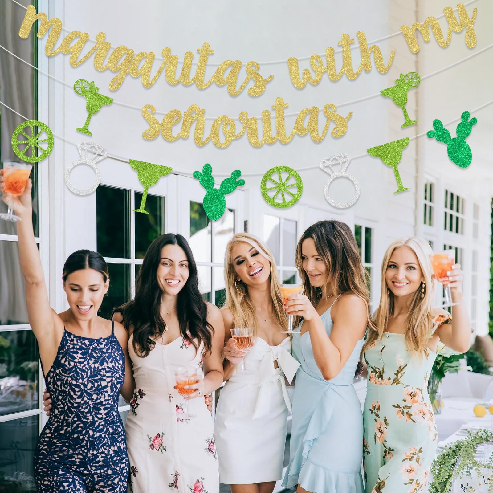 Sursurprise Margarita Bachelorette Party Decorations Margaritas with My Senoritas Banner Sign Mexican Fiesta Cactus Bridal Shower Supplies