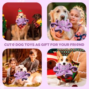 Dog Toys for Large Breed, Octopus Squeaky Funny Cute Interactive Medium & Small Dog Toys, Stuffed Plush Animals Puppy Toys, Dog Birthday for Dog Presents - Octopus