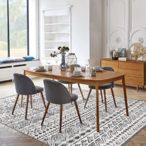 Zacoo Area Rug Living Room Rugs: 9x12 Large Soft Washable Farmhouse Neutral Rug with Non Slip Backing Black and White Rug Indoor Floor Carpet for Bedroom Dining Table Home Office Grey 9'x12'