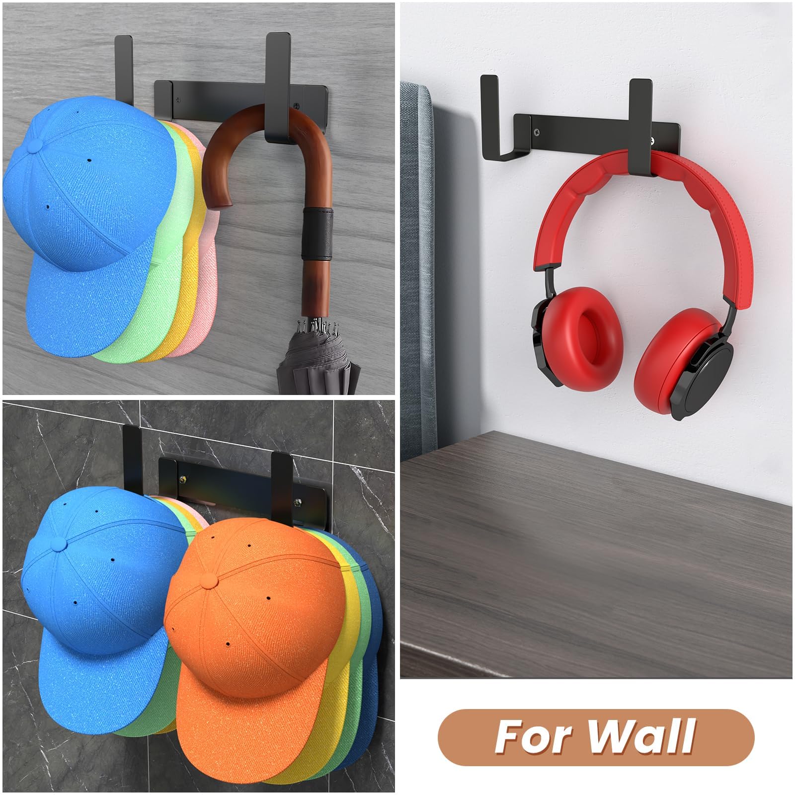 XQXA 1-Pack Hat Rack for Baseball Caps, Stainless Steel Hat Organizer for Baseball Cap, Hat Holder Storage, Hat Hanger Strong Adhesive/Wall Drilled for Door, Bedroom, Closet