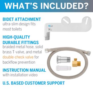 Waterpik BeWell Bidet Attachment BDT-001 Non-Electric Water Spray Angle and Adjustable Pressure, Self-Cleaning, Easy DIY Installation Toilet Seat Sprayer, White