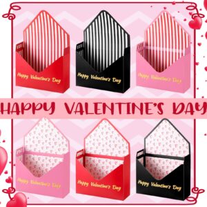 Engrowtic 30 Pcs Valentine's Day Flower Boxes for Arrangements Floral Envelope Boxes Bouquet Box 9.25 x 2.95 x 13.79 Inch 6 Styles Flower Arrangement Paper Boxes for Valentine's Day Wedding, Party,