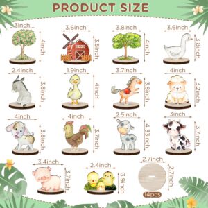 14Pcs Farm Animals Wood Table Centerpieces Farm Creatures Cutout Shapes Table Toppers Farm Themed Baby Shower Decorations Wooden Barnyard Farm Animal for Birthday Party Supplies