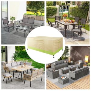 Big Hippo Patio Furniture Covers, Heavy Duty 600D Outdoor Furniture Cover, Waterproof Rectangular Patio Dining Table and Chairs Cover, 126L x 78W x 32H inch